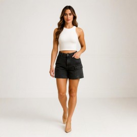 Short Jeans Cargo Feminino