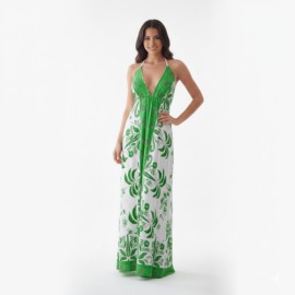 Vestido Feminino Indiano Estampado Abertura nas Costa Ver�o