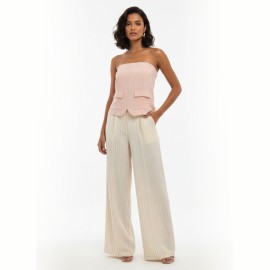 Blusa Feminina Tomara que Caia Alfaiataria com Bolsos Frontais Elegante Moderna