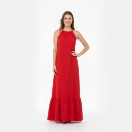Vestido Longo Feminino Frente �nica com Babado ? Elegante, Leve e Confort�vel