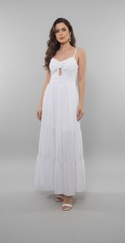 Vestido Feminino Jaque Longo em Tecido Duna com Bojo e Forro