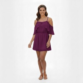 Macaquinho Feminino com Babado Ombro a Ombro ? Leve, Confort�vel e Elegante