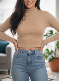 CROPPED  ASSIM�TRICAS MANGA LONGA