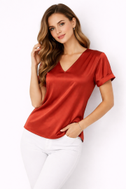 Blusa Cetim Manga Curta
